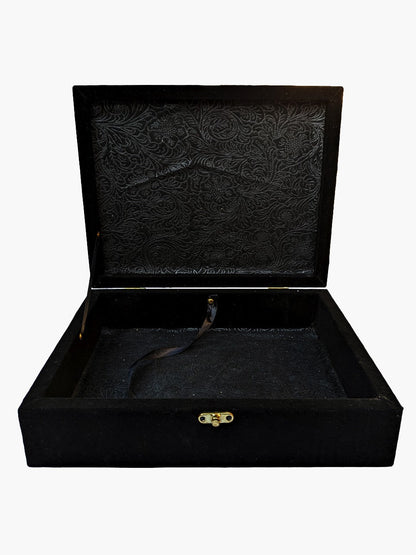 Black Velvet Quran Box with Rehal Design - Only Box (No Quran Included) - QURAN MARKAZ